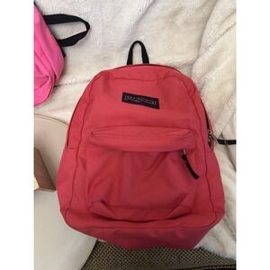 JanSport Super Break Hot Redish Pink Backpack Day Pack School Preowned